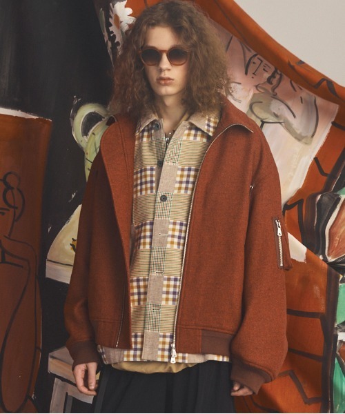 MAISON SPECIAL(メゾンスペシャル)の「《UNISEX》【Italian Dead Stock Fabric】プライムオーバースタンドリブブルゾン/Prime-Over Stand-collar Rib Blouson【MAISON SPECIAL/メゾンスペシャル】(ブルゾン・メンズ・ブラック/グレイッシュベージュ/オレンジ/グレー・1/0/2)」の4枚目の写真
