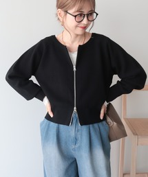 【WEB限定】【バイパチ】WZIPショート丈ニットカーディガン