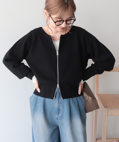 AMERICAN HOLIC(アメリカンホリック)の「【WEB限定】【バイパチ】WZIPショート丈ニットカーディガン(カーディガン/ボレロ・レディース・グレイッシュベージュ/ブラウン/ブラック・FREE)」の19枚目の写真