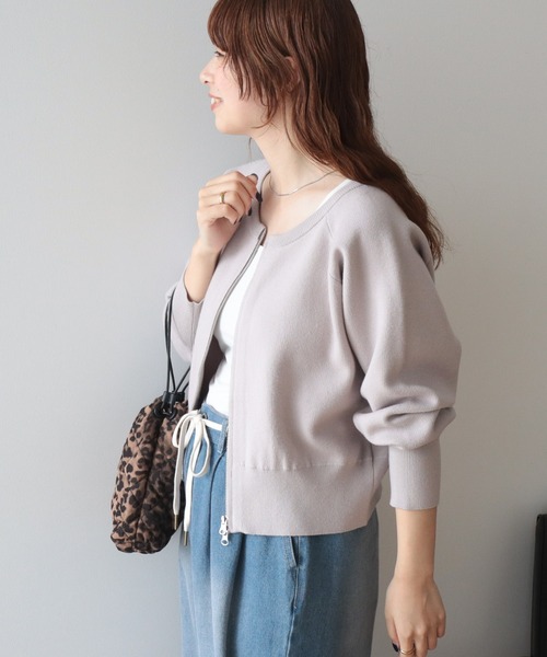 AMERICAN HOLIC(アメリカンホリック)の「【WEB限定】【バイパチ】WZIPショート丈ニットカーディガン(カーディガン/ボレロ・レディース・グレイッシュベージュ/ブラウン/ブラック・FREE)」の13枚目の写真