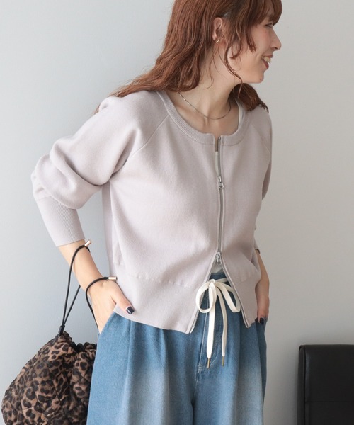 AMERICAN HOLIC(アメリカンホリック)の「【WEB限定】【バイパチ】WZIPショート丈ニットカーディガン(カーディガン/ボレロ・レディース・グレイッシュベージュ/ブラウン/ブラック・FREE)」の15枚目の写真