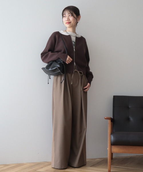 AMERICAN HOLIC(アメリカンホリック)の「【WEB限定】【バイパチ】WZIPショート丈ニットカーディガン(カーディガン/ボレロ・レディース・グレイッシュベージュ/ブラウン/ブラック・FREE)」の16枚目の写真