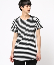 Tシャツ 半袖 ボーダー ロング丈
