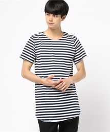 Tシャツ 半袖 ボーダー ロング丈 