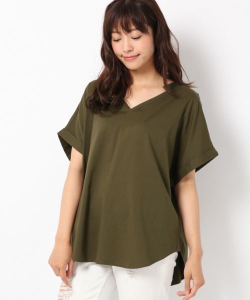 Heather（ヘザー）の「ボリュームVネックプルオーバー  716290（シャツ/ブラウス・レディース・カーキ/ライトピンク/アイボリー・FREE）」の2枚目の写真