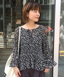 mystic | 花柄細プリーツブラウス(シャツ/ブラウス)