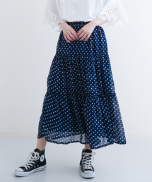 MERLOT | ドット柄シフォンティアードスカート1111(スカート)