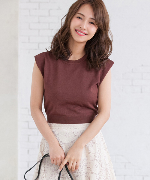 Color（カラー）の「フレンチスリーブコンパクトニット（ニット/セーター・レディース・ブラック/ブラウン/グレー/ホワイト・MEDIUM）」の4枚目の写真