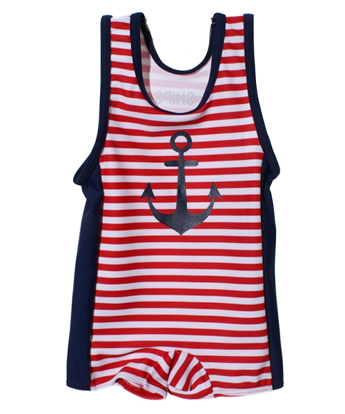 SHIPS KIDS（シップスキッズ）の「SHIPS KIDS:ボーダー ベビー グレコ（水着・キッズ・レッド/ネイビー・80/90/100）」の2枚目の写真