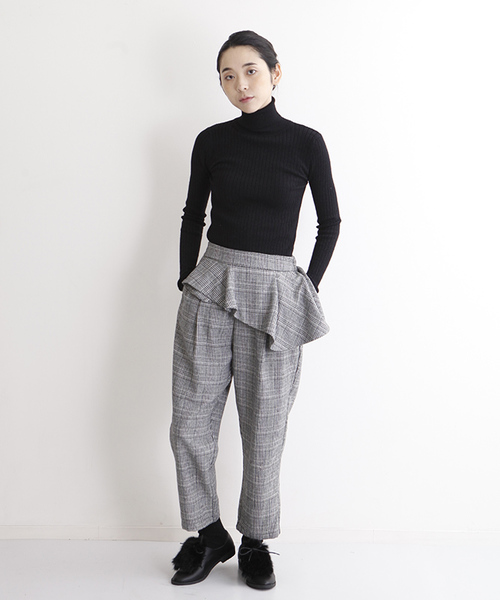 MERLOT（メルロー）の「アシメぺプラムグレンチェック柄パンツ1088（その他パンツ・レディース・グレー/ブラウン・FREE）」の12枚目の写真
