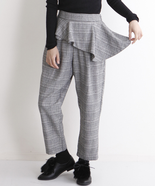MERLOT（メルロー）の「アシメぺプラムグレンチェック柄パンツ1088（その他パンツ・レディース・グレー/ブラウン・FREE）」の15枚目の写真