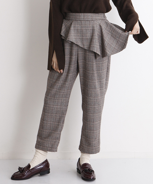 MERLOT（メルロー）の「アシメぺプラムグレンチェック柄パンツ1088（その他パンツ・レディース・グレー/ブラウン・FREE）」の16枚目の写真