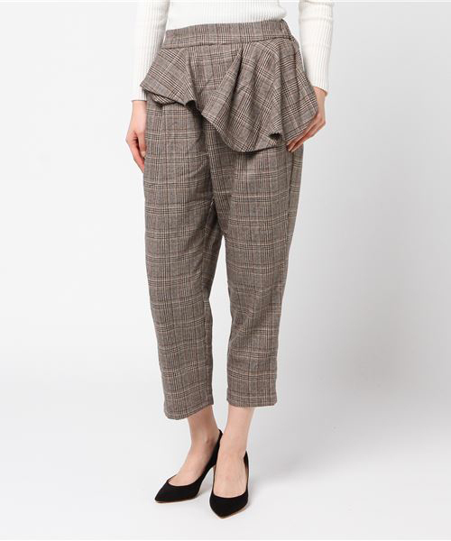 MERLOT（メルロー）の「アシメぺプラムグレンチェック柄パンツ1088（その他パンツ・レディース・グレー/ブラウン・FREE）」の14枚目の写真
