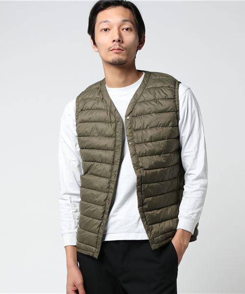 OUTDOOR PRODUCTS（アウトドアプロダクツ）の「中綿インナーベスト（ダウンベスト・メンズ・ブラック/カーキ/ネイビー/ベージュ/オレンジ・LARGE/MEDIUM/X-LARGE）」の3枚目の写真