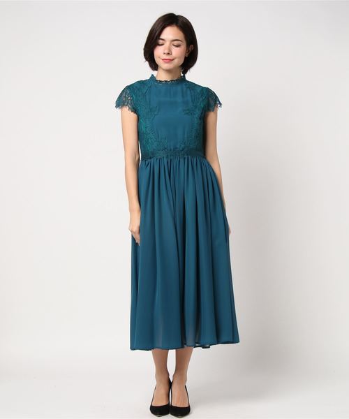 Image Collection イマージュコレクション の レース切り替えロングワンピース ドレス Wear