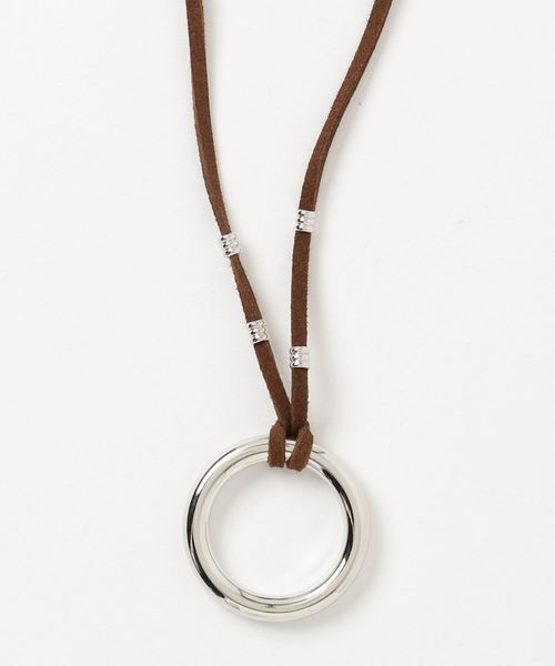 WEGO（ウィゴー）の「WEGO/レザーポイントリングネックレス（ネックレス・メンズ・ブラウン/ブラック・FREE）」の5枚目の写真