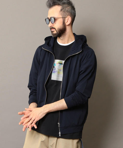 BEAUTY&YOUTH UNITED ARROWS◆ジップパーカー/L/シルク/GRN/1227-113-0138 BEAUTY&YOUTH UNITED ARROWS（ビューティーアンドユース