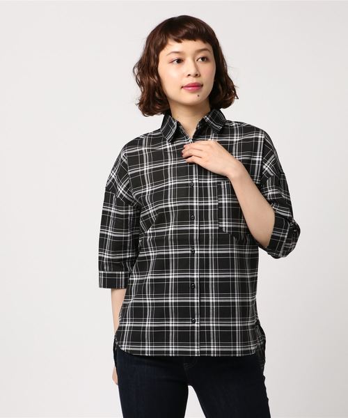 AMERICAN HOLIC（アメリカンホリック）の「・半袖ビッグシャツ（シャツ/ブラウス・レディース・オフホワイト/その他5/ブルー系その他3/ベージュ系その他/グリーン系その他5/ブラック系その他3・FREE）」の3枚目の写真