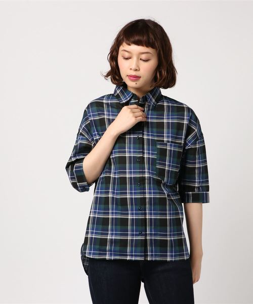 AMERICAN HOLIC（アメリカンホリック）の「・半袖ビッグシャツ（シャツ/ブラウス・レディース・オフホワイト/その他5/ブルー系その他3/ベージュ系その他/グリーン系その他5/ブラック系その他3・FREE）」の5枚目の写真