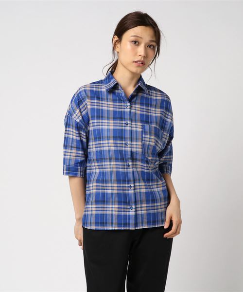 AMERICAN HOLIC（アメリカンホリック）の「・半袖ビッグシャツ（シャツ/ブラウス・レディース・オフホワイト/その他5/ブルー系その他3/ベージュ系その他/グリーン系その他5/ブラック系その他3・FREE）」の6枚目の写真