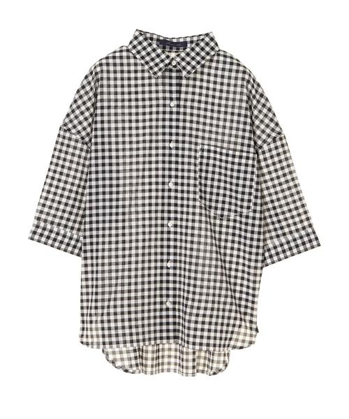 AMERICAN HOLIC（アメリカンホリック）の「・半袖ビッグシャツ（シャツ/ブラウス・レディース・オフホワイト/その他5/ブルー系その他3/ベージュ系その他/グリーン系その他5/ブラック系その他3・FREE）」の9枚目の写真