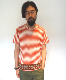 AMERICAN RAG CIE | AMERICAN RAG CIE バティック柄×ボーダーＴシャツ　108-ACX-M132-CT030∵(Tシャツ/カットソー)
