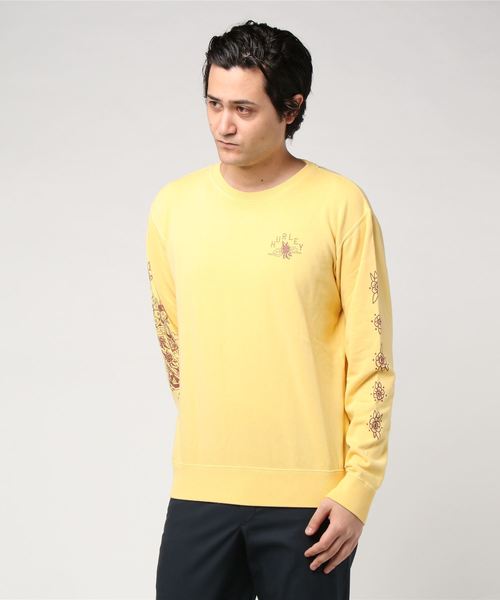 Hurley (ハーレー)の「GEISHA CREW NECK FLEECE/ハーレー 長袖 スウェット トレーナー 袖プリント(スウェット・メンズ・ブラック/グレー/ピンク/イエロー・SMALL/MEDIUM/LARGE/X-LARGE)」の3枚目の写真