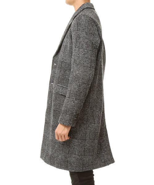 TopIsm（トップイズム）の「ニットフリースロングチェスターコート（チェスターコート・メンズ・ブラック/グレー/チェック・M/L/LL）」の12枚目の写真