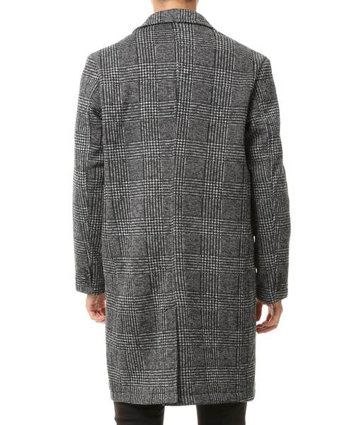 TopIsm（トップイズム）の「ニットフリースロングチェスターコート（チェスターコート・メンズ・ブラック/グレー/チェック・M/L/LL）」の4枚目の写真