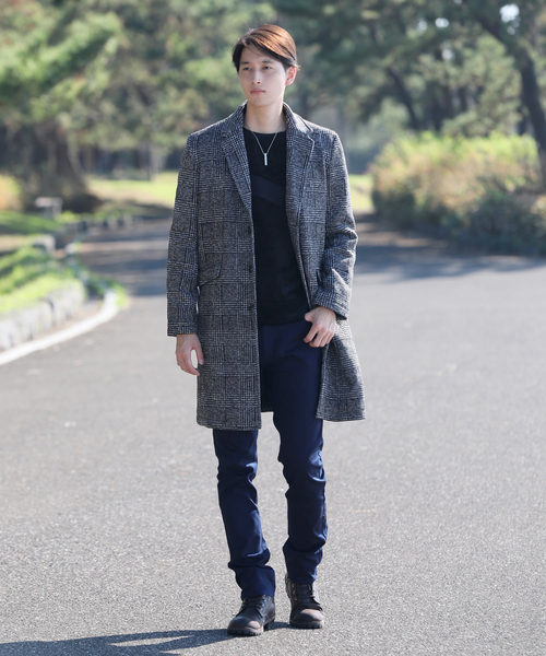 TopIsm（トップイズム）の「ニットフリースロングチェスターコート（チェスターコート・メンズ・ブラック/グレー/チェック・M/L/LL）」の14枚目の写真