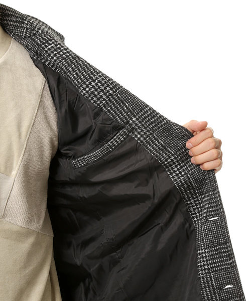 TopIsm（トップイズム）の「ニットフリースロングチェスターコート（チェスターコート・メンズ・ブラック/グレー/チェック・M/L/LL）」の5枚目の写真