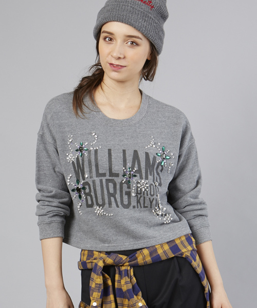 Another Edition（アナザーエディション）の「AE ｳﾗｹ LOGO+ｿｳｼｮｸ SRT PO（Tシャツ/カットソー・レディース・グレー/ワイン/ライトブルー・フリー）」の2枚目の写真