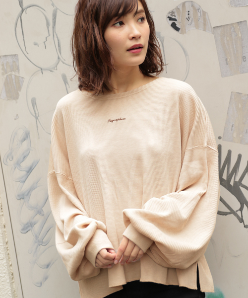 apres jour（アプレジュール）の「ちびロゴワッフル袖ボリューム【ZOZOTOWN限定アイテム】（Tシャツ/カットソー・レディース・ライトグリーン/アイボリー/ラベンダー/ライトベージュ・フリー）」の10枚目の写真