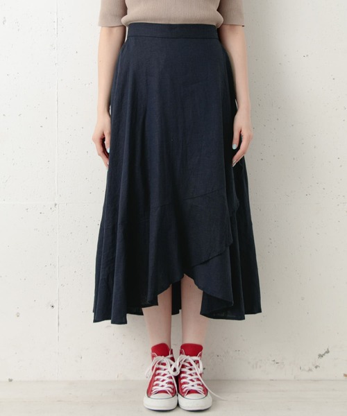 URBAN RESEARCH Sonny Label(アーバンリサーチサニーレーベル)の「リネンラップマキシスカート∴(スカート・レディース・イエロー/ネイビー・38/36)」の6枚目の写真