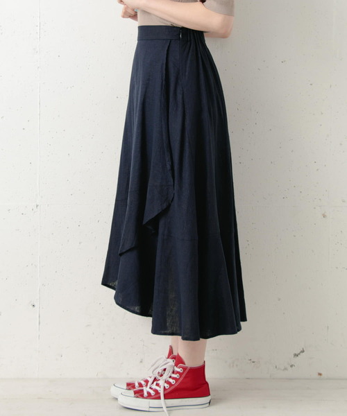 URBAN RESEARCH Sonny Label(アーバンリサーチサニーレーベル)の「リネンラップマキシスカート∴(スカート・レディース・イエロー/ネイビー・38/36)」の7枚目の写真