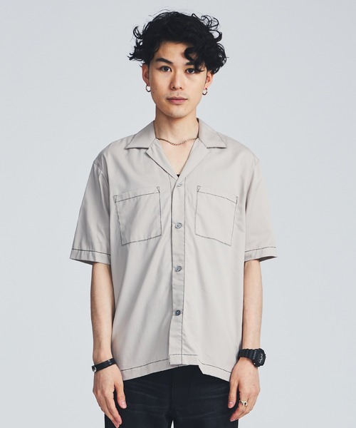 STUDIOUS（ステュディオス）の「【STUDIOUS】ステッチングオープンカラーシャツ【ZOZO限定アイテム】（シャツ/ブラウス・メンズ・ブラック/グレー/ブルー・1/2/3）」の5枚目の写真