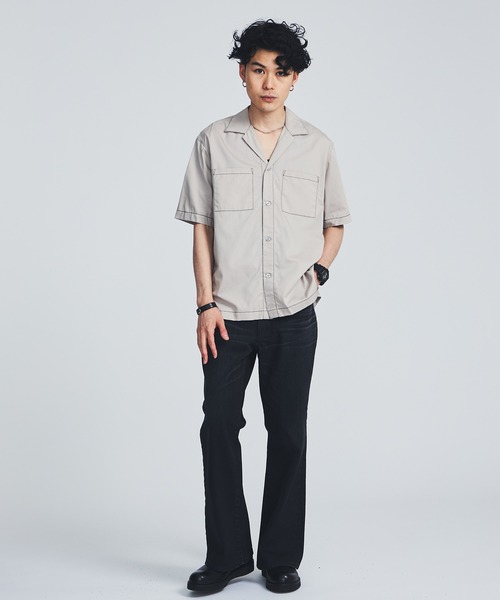STUDIOUS】ステッチングオープンカラーシャツ【ZOZO限定アイテム