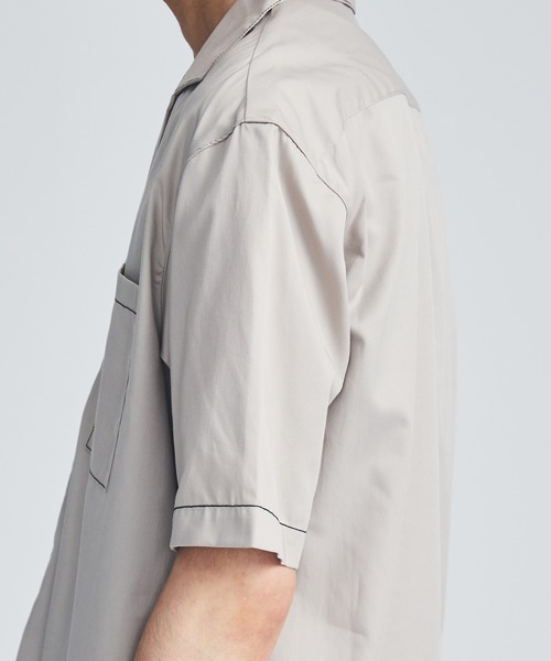 STUDIOUS（ステュディオス）の「【STUDIOUS】ステッチングオープンカラーシャツ【ZOZO限定アイテム】（シャツ/ブラウス・メンズ・ブラック/グレー/ブルー・1/2/3）」の9枚目の写真