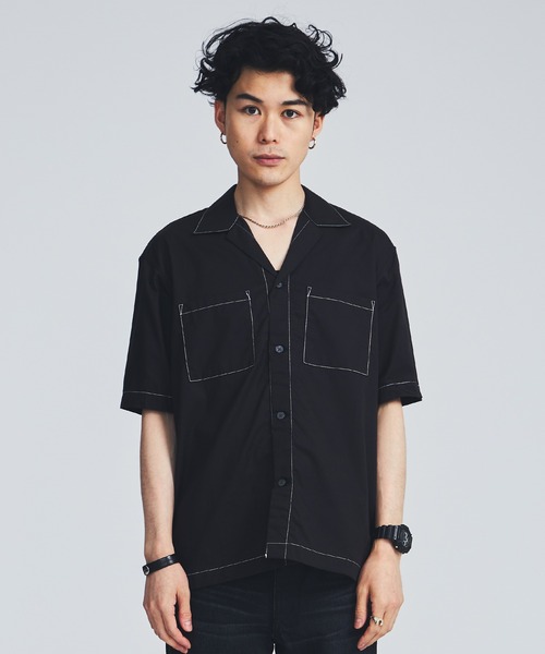 STUDIOUS（ステュディオス）の「【STUDIOUS】ステッチングオープンカラーシャツ【ZOZO限定アイテム】（シャツ/ブラウス・メンズ・ブラック/グレー/ブルー・1/2/3）」の13枚目の写真