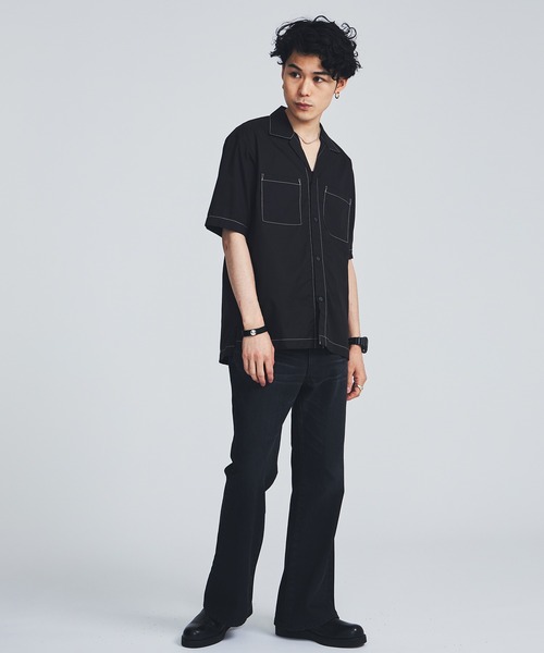 STUDIOUS（ステュディオス）の「【STUDIOUS】ステッチングオープンカラーシャツ【ZOZO限定アイテム】（シャツ/ブラウス・メンズ・ブラック/グレー/ブルー・1/2/3）」の12枚目の写真