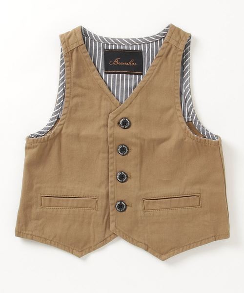 BRANSHES(ブランシェス)の「【キメ服】ツイル/ヘリンボンベスト(スーツベスト・キッズ・キャメル/グレー・120cm/130cm/100cm/90cm/110cm)」の2枚目の写真