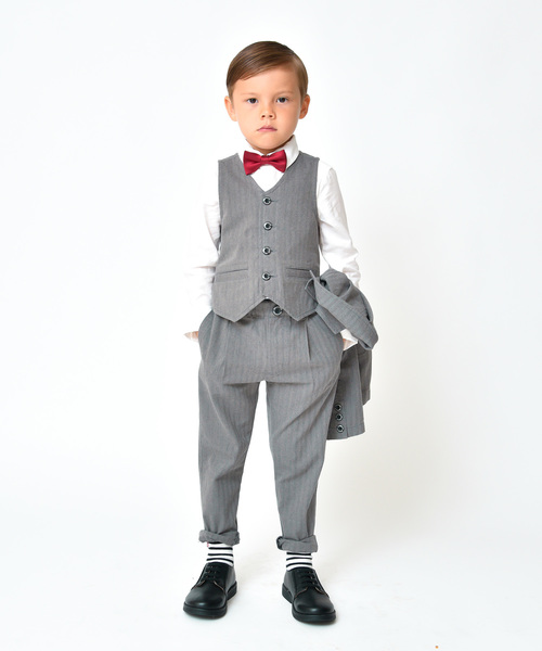 BRANSHES(ブランシェス)の「【キメ服】ツイル/ヘリンボンベスト(スーツベスト・キッズ・キャメル/グレー・120cm/130cm/100cm/90cm/110cm)」の6枚目の写真