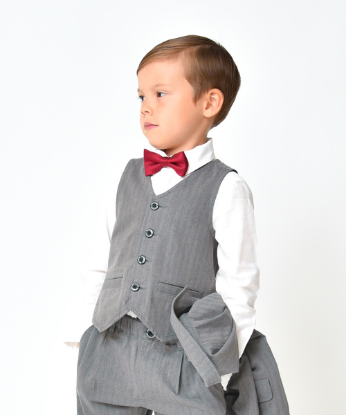 BRANSHES(ブランシェス)の「【キメ服】ツイル/ヘリンボンベスト(スーツベスト・キッズ・キャメル/グレー・120cm/130cm/100cm/90cm/110cm)」の5枚目の写真