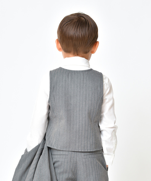 BRANSHES(ブランシェス)の「【キメ服】ツイル/ヘリンボンベスト(スーツベスト・キッズ・キャメル/グレー・120cm/130cm/100cm/90cm/110cm)」の4枚目の写真