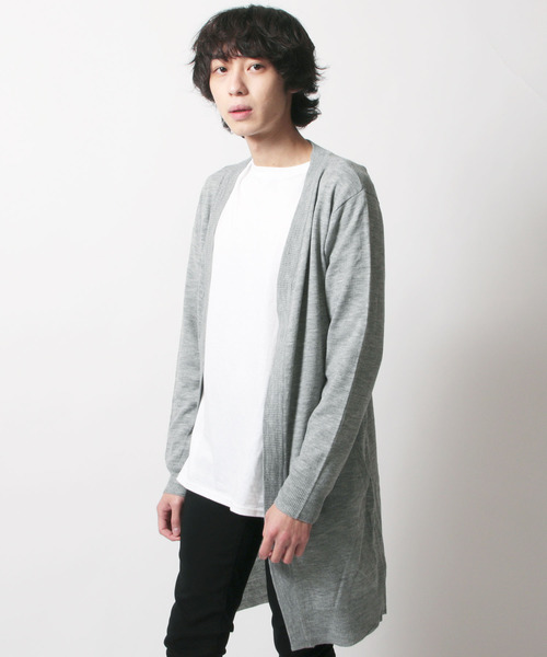 SHISKY（シスキー）の「コットンロングニットカーディガン（カーディガン/ボレロ・メンズ・ブラック/オフホワイト/杢グレー/キャメル・LL/M/L）」の3枚目の写真