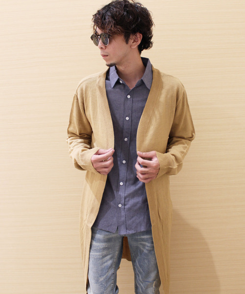 SHISKY（シスキー）の「コットンロングニットカーディガン（カーディガン/ボレロ・メンズ・ブラック/オフホワイト/杢グレー/キャメル・LL/M/L）」の17枚目の写真