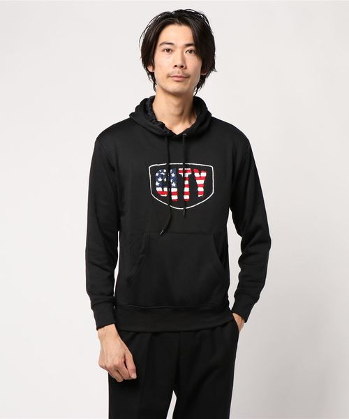 STYLEBLOCK（スタイルブロック）の「裏起毛星条旗柄サガラロゴ刺繍スウェットパーカー（パーカー・メンズ・ブラック/ネイビー/杢グレー・LL/M/L）」の6枚目の写真