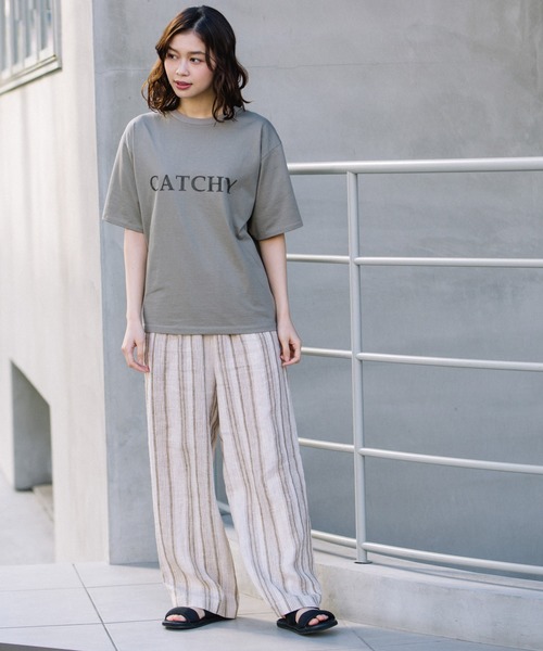 Munich(ミューニック)の「CATCHYレタードロゴTシャツ(Tシャツ/カットソー・レディース・ホワイト/カーキ/ラベンダー/グレイッシュベージュ・FREE)」の10枚目の写真