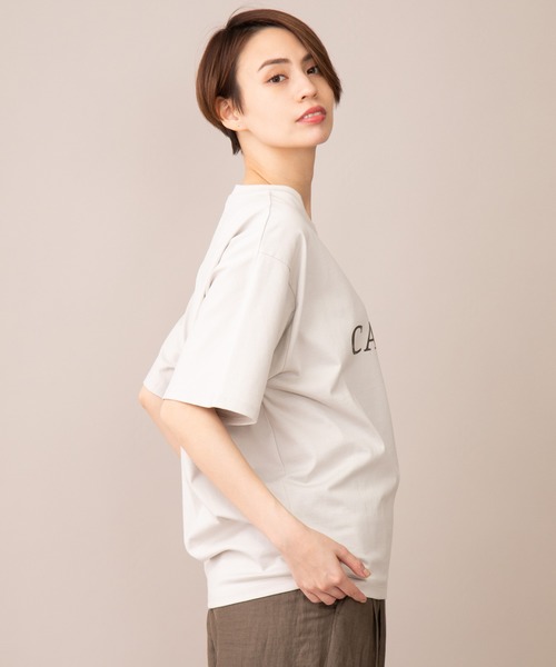 Munich(ミューニック)の「CATCHYレタードロゴTシャツ(Tシャツ/カットソー・レディース・ホワイト/カーキ/ラベンダー/グレイッシュベージュ・FREE)」の18枚目の写真