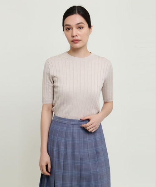 SUNSPEL（サンスペル）の「SUNSPEL / WOMEN’S WIDE RIB COTTON（ニット/セーター・レディース・ブラック/アイボリー・2）」の3枚目の写真